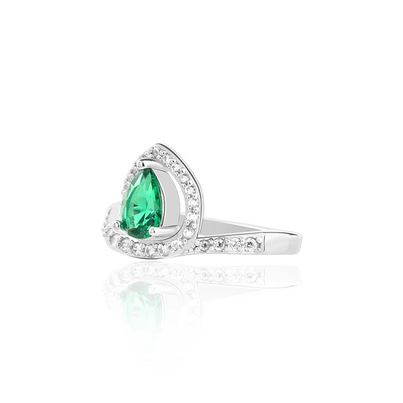 Pear Shape Emerald Wedding Ring 925 Sterling Silver Pear Shape Emerald Wedding Ring 925 Sterling Silver