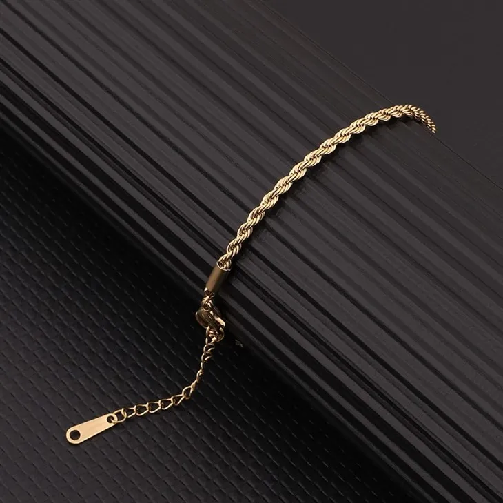 Slim Rope Chain Bracelet With Lobster Clasp high quality